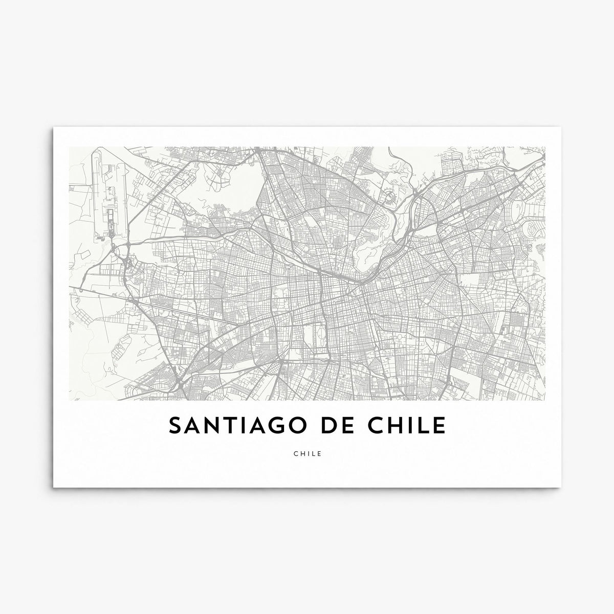 Santiago de Chile Map Poster, print only (unframed)