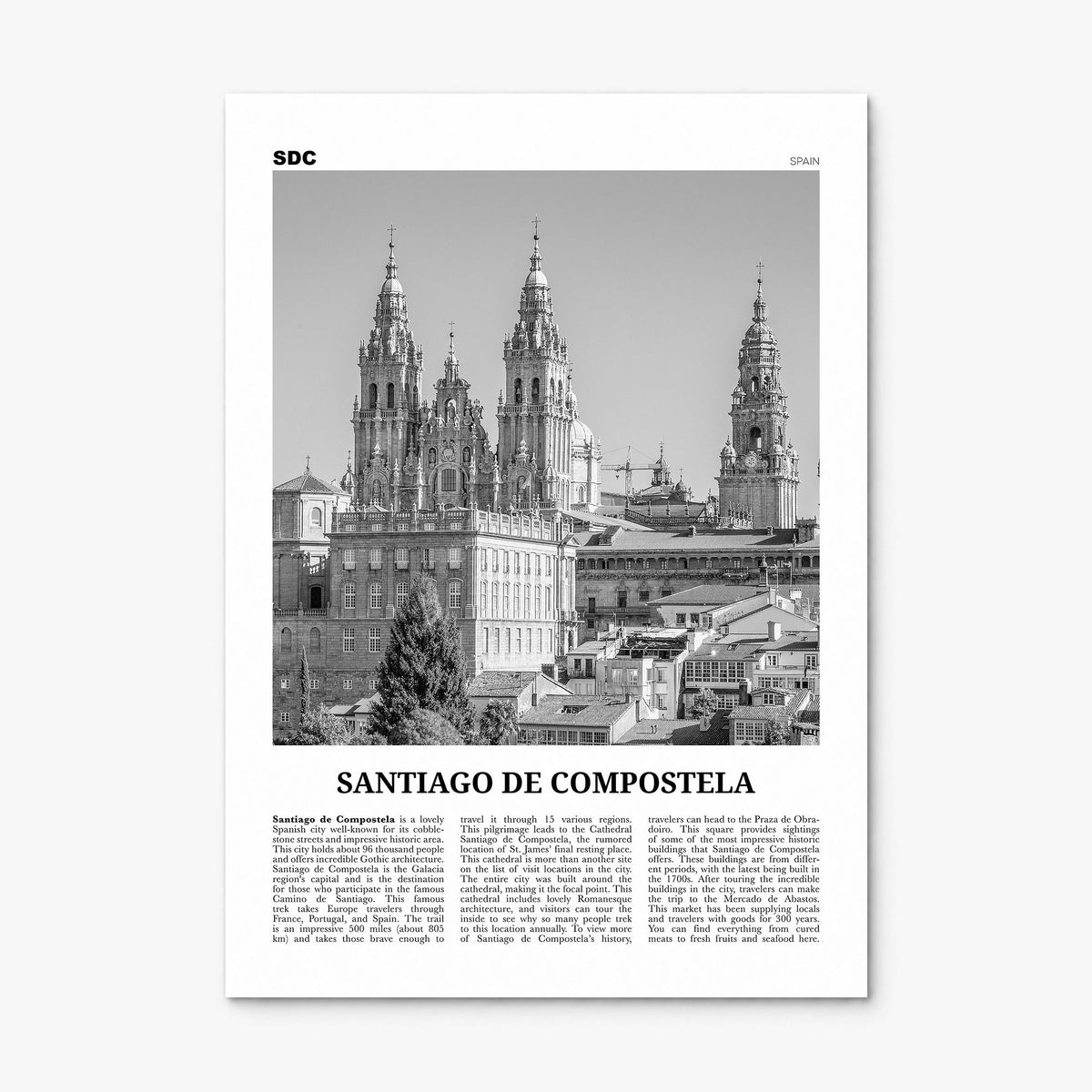 Santiago de Compostela Newspaper Poster, print only (unframed)