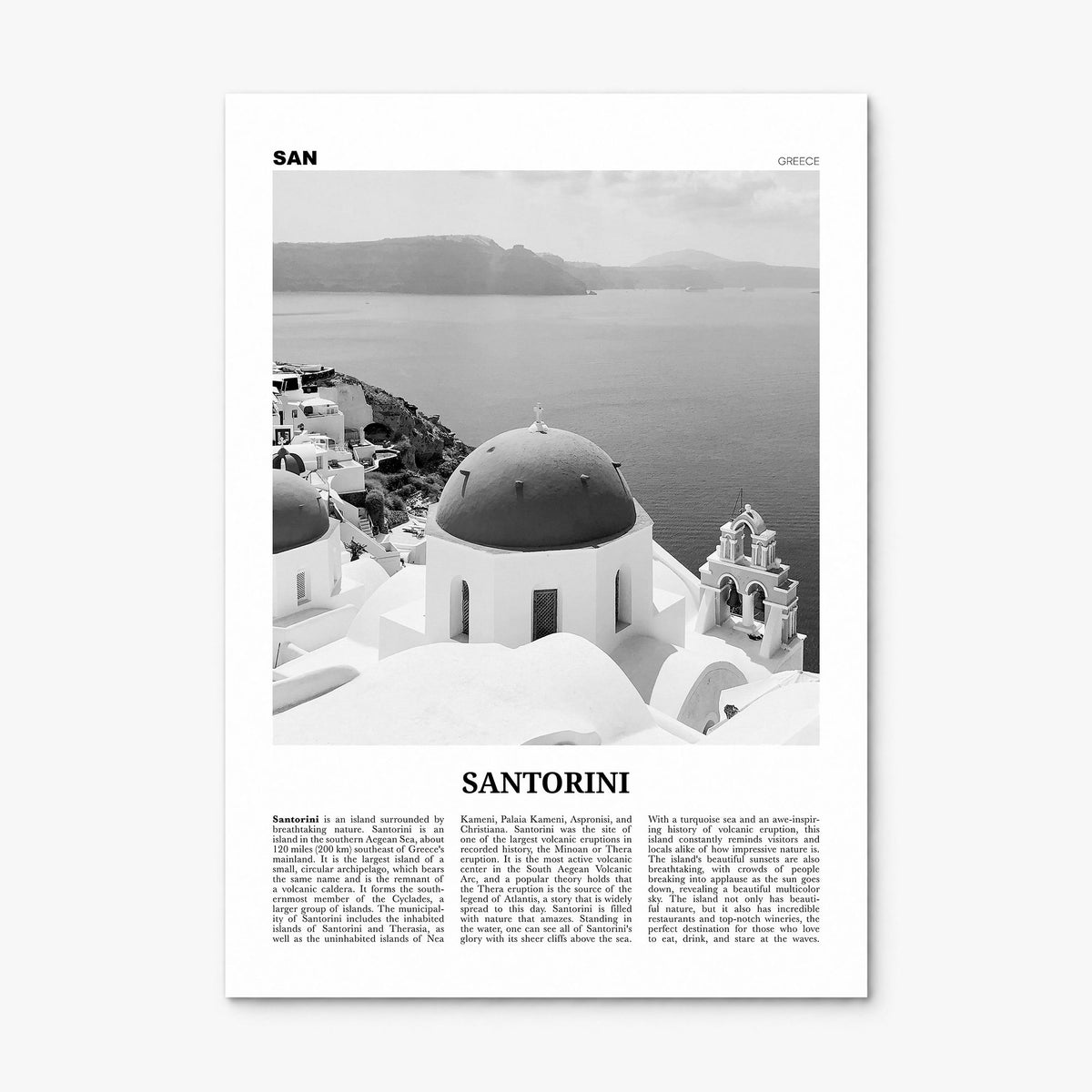 Santorini Newspaper Poster, print only (unframed)