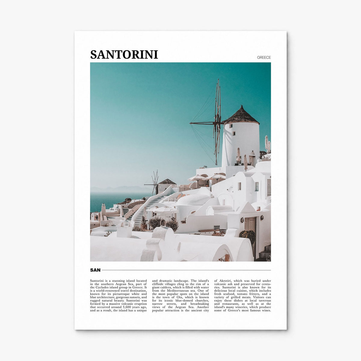 Santorini Travel Poster, print only (unframed)
