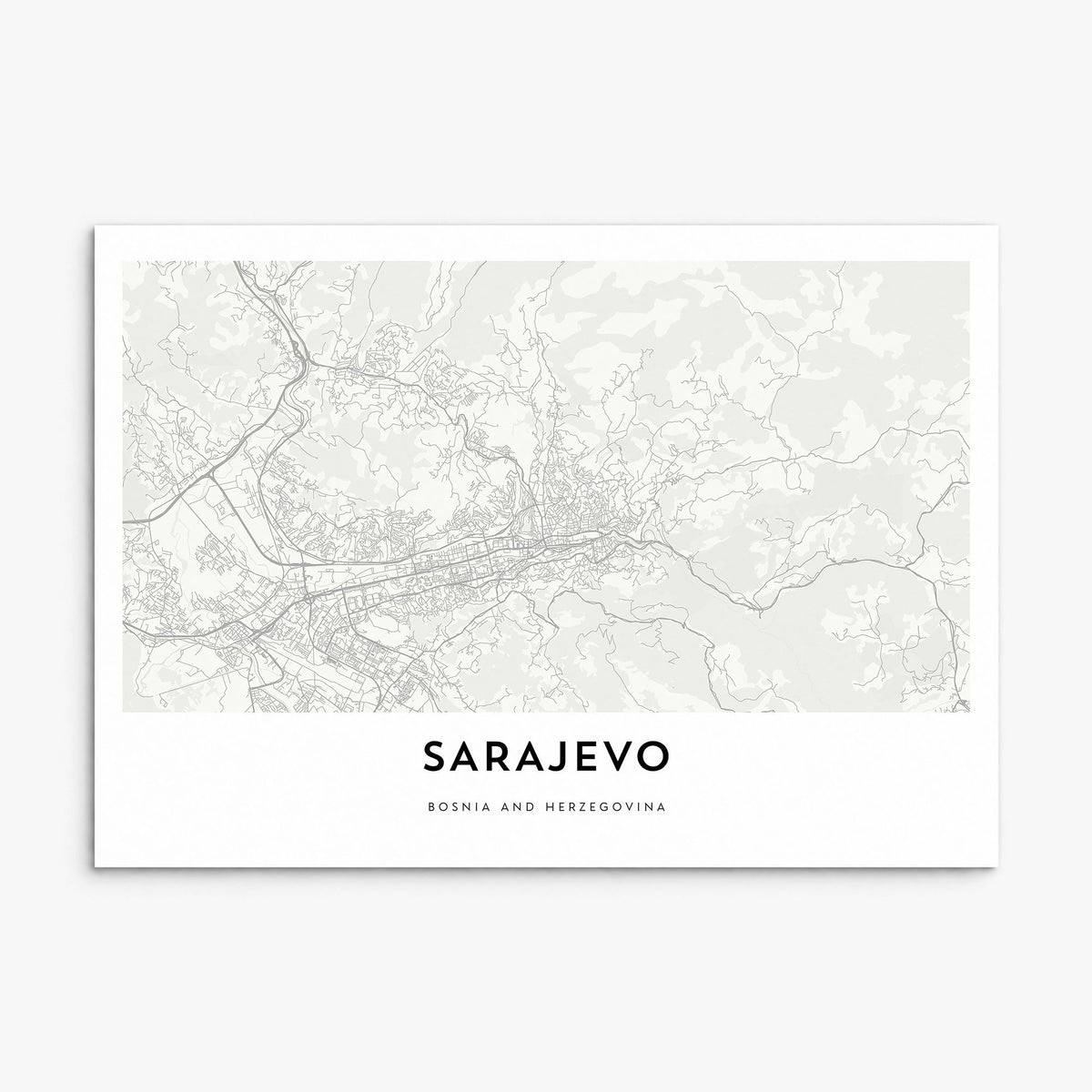 Sarajevo Map Poster, print only (unframed)