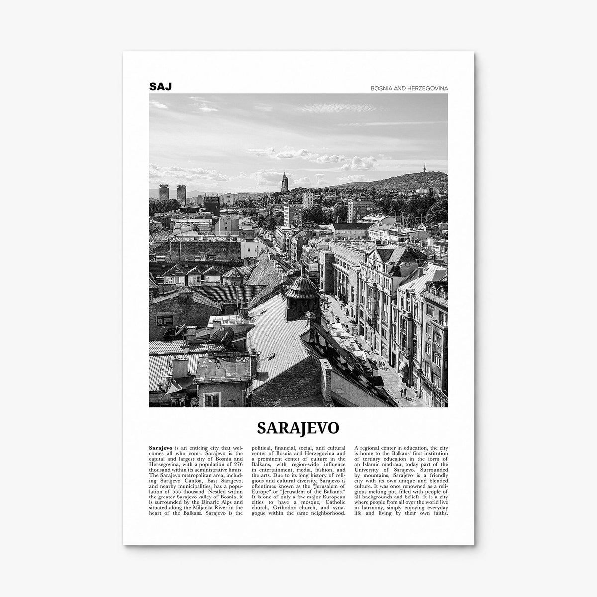 Sarajevo Newspaper Poster, print only (unframed)
