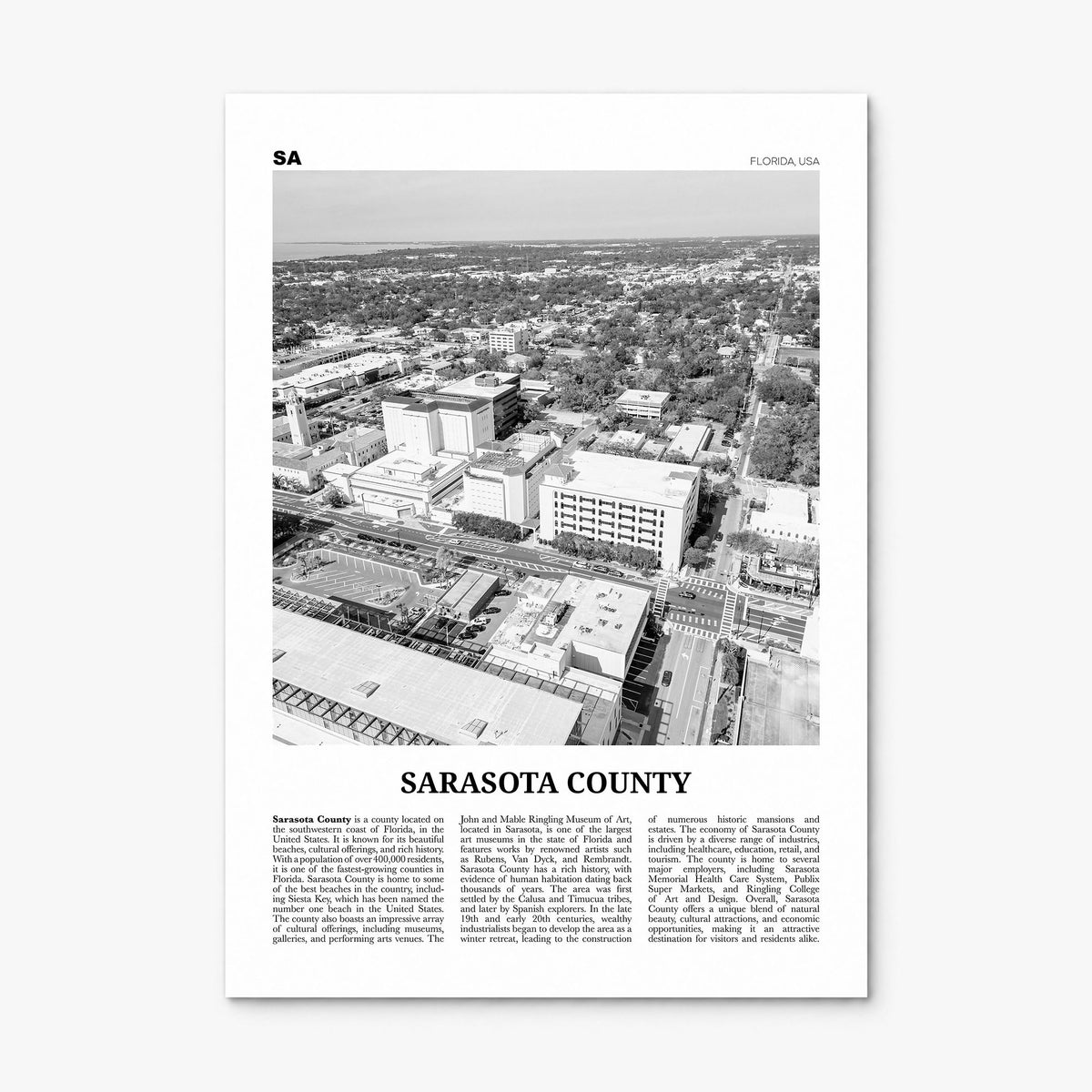 Sarasota County Newspaper Poster, print only (unframed)