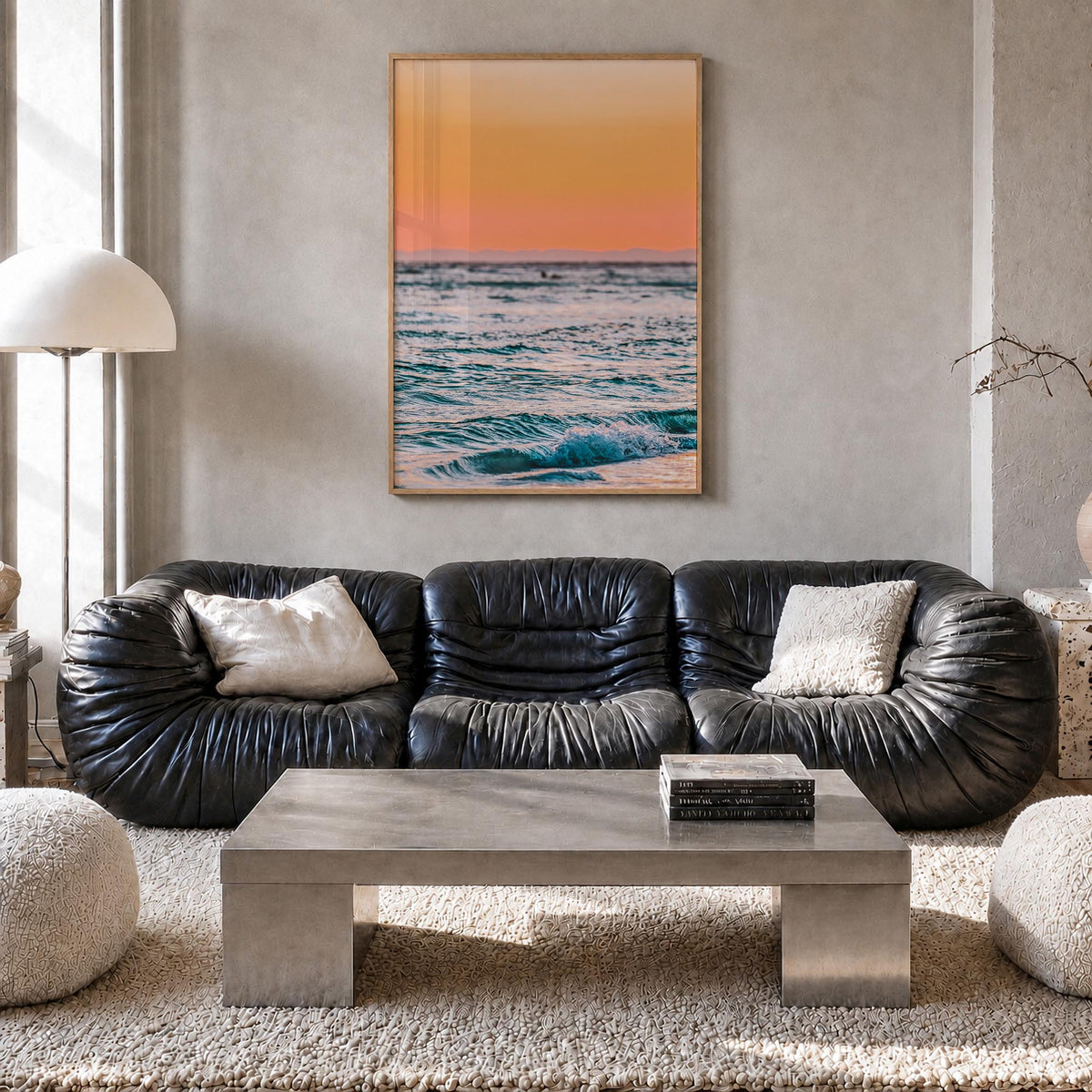 Sarasota no. 2 colorful photo poster of Florida, USA – vertical wall art in natural wood frame, hanging on wall