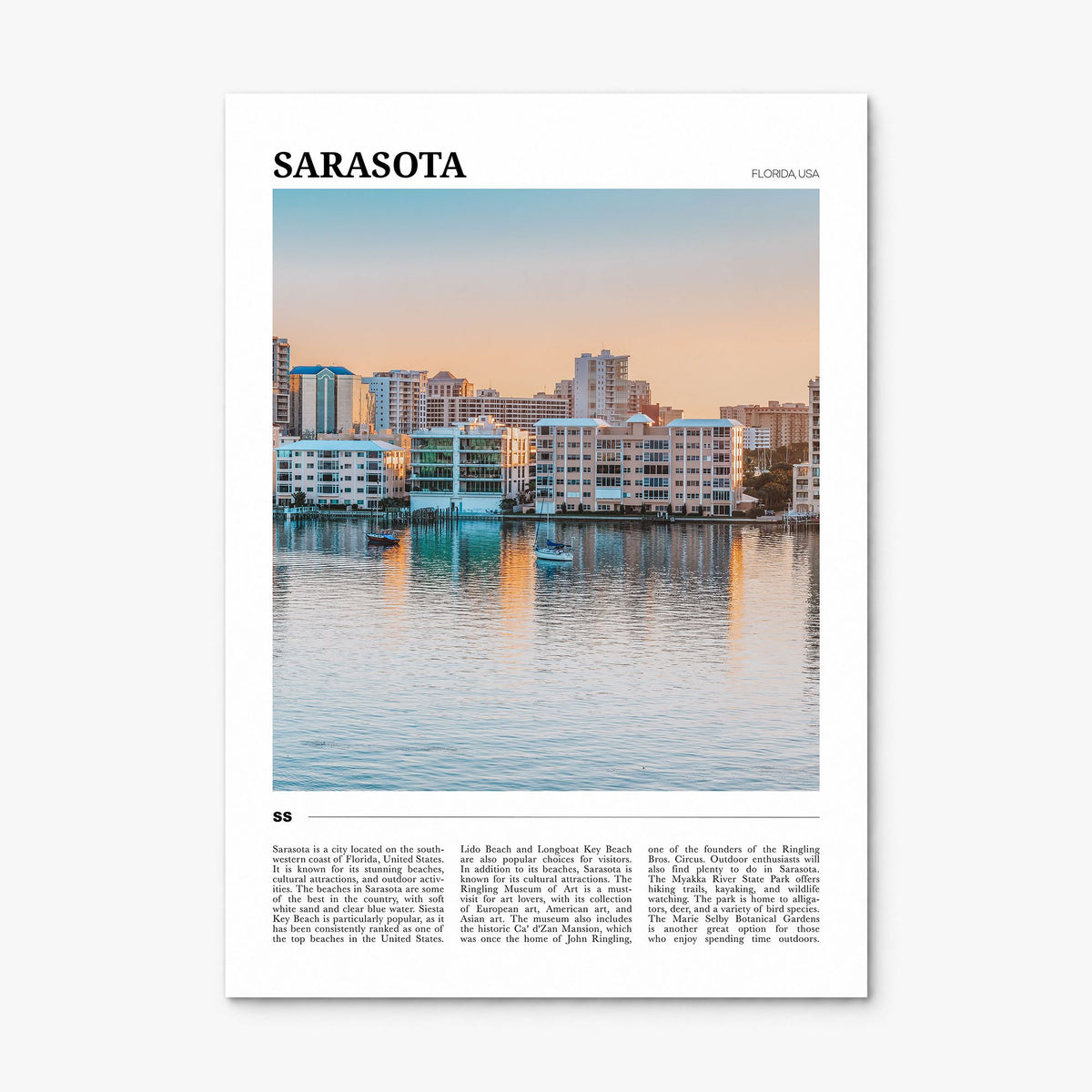 Sarasota Travel Poster, print only (unframed)