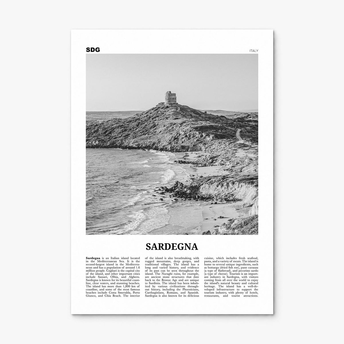 Sardegna Newspaper Poster, print only (unframed)