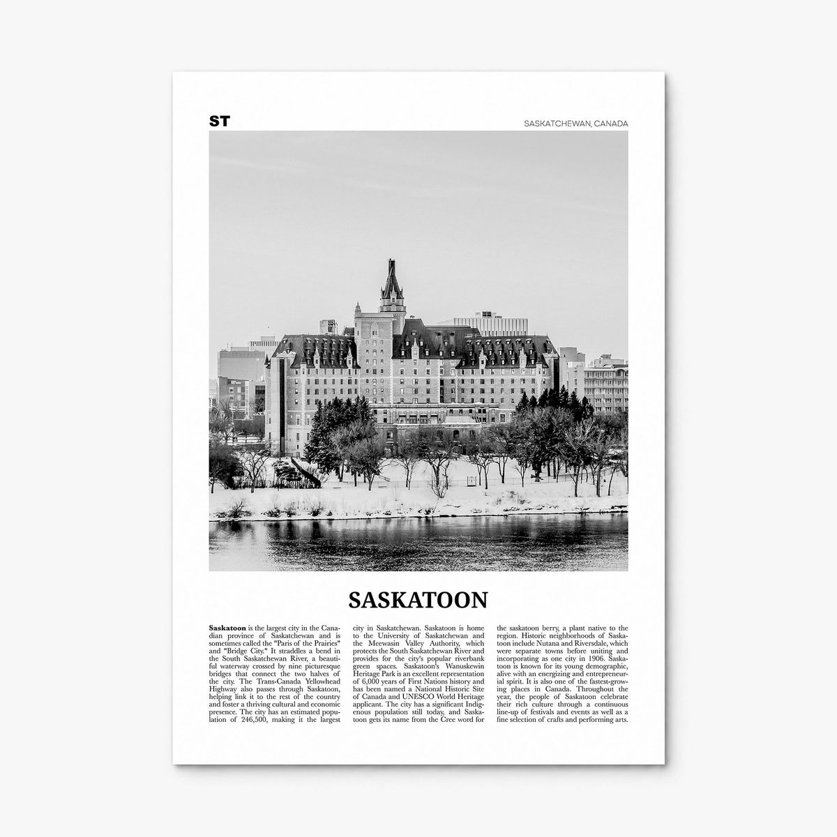 Saskatoon Newspaper Poster, print only (unframed)
