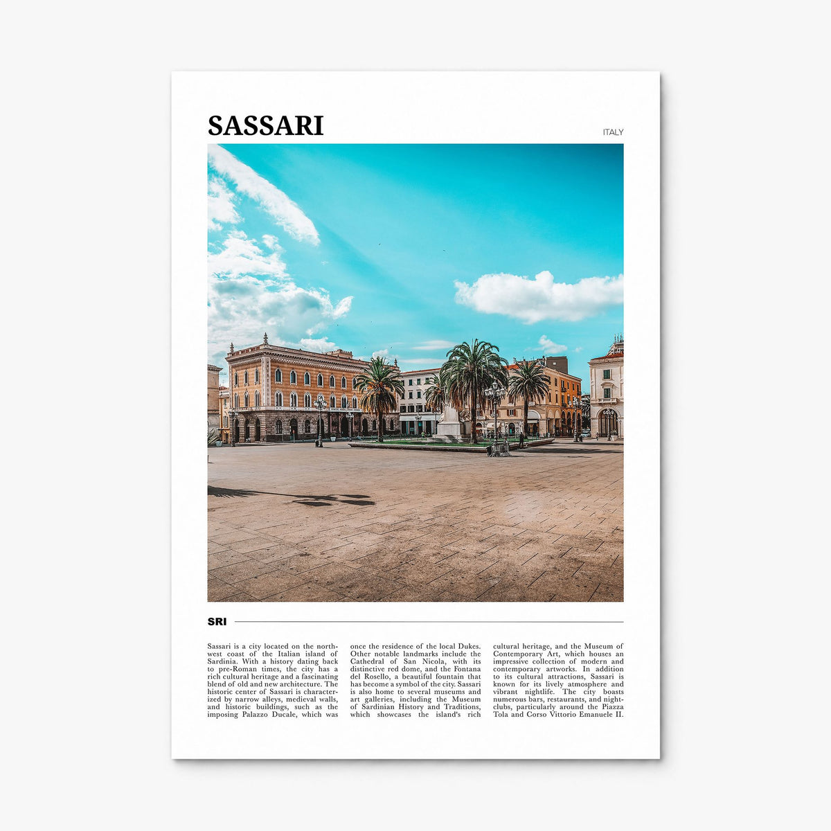 Sassari Travel Poster, print only (unframed)