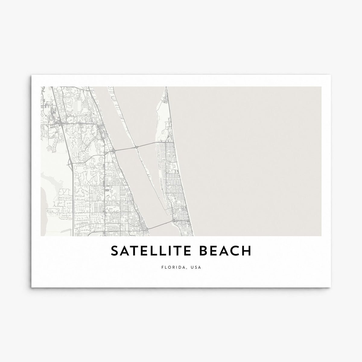 Satellite Beach Map Poster, print only (unframed)