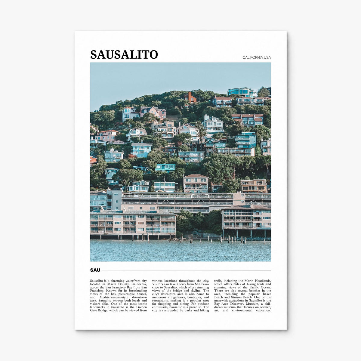 Sausalito Travel Poster, print only (unframed)