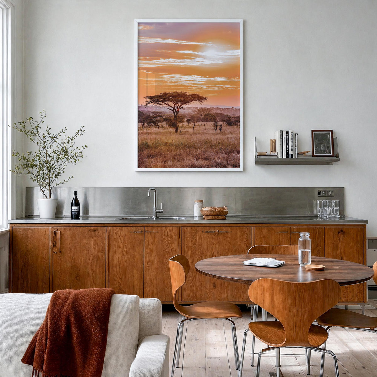 Savannah no. 2 colorful photo poster of Georgia, USA – vertical wall art in white wood frame, hanging on wall