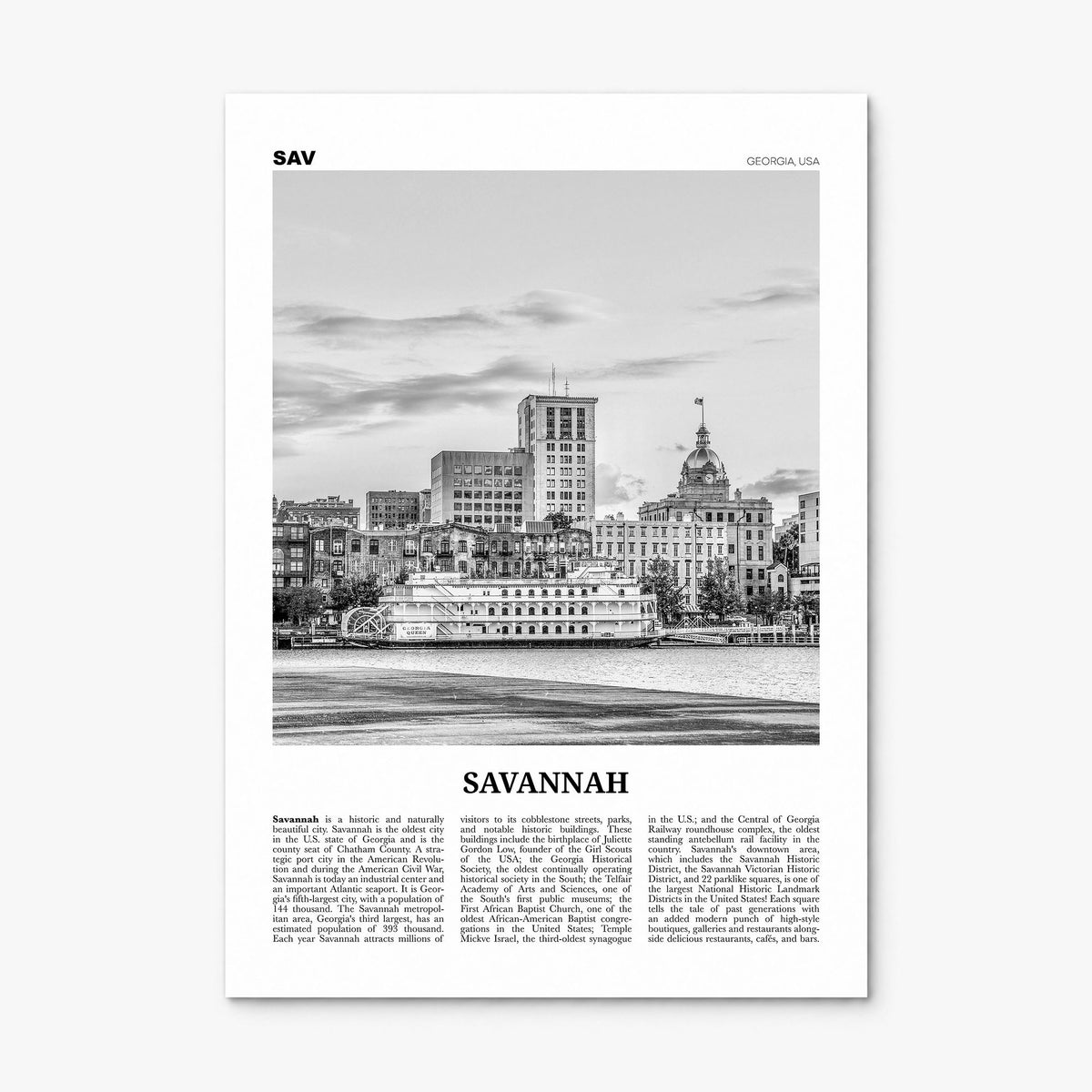 Savannah Newspaper No 1 Poster, print only (unframed)