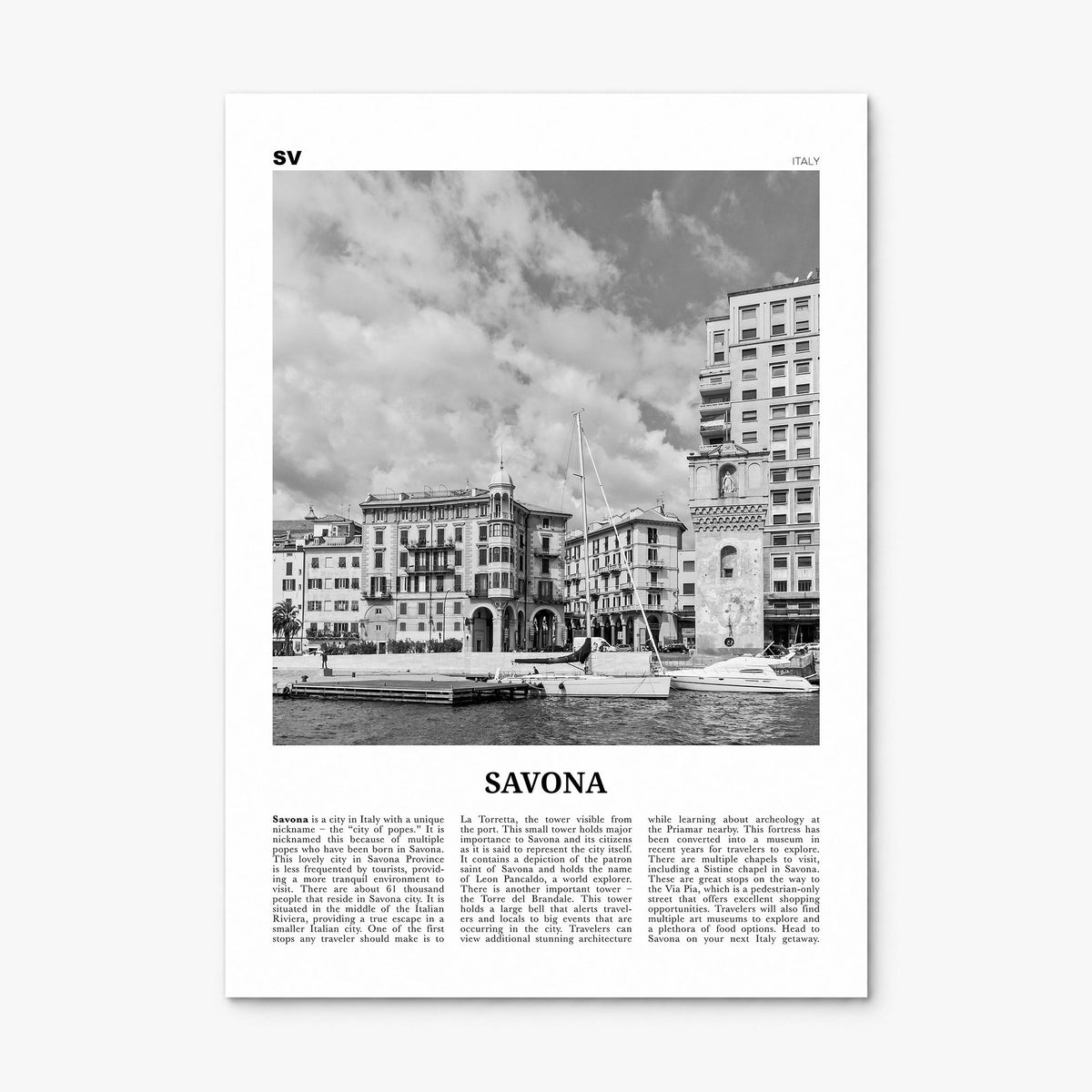 Savona Newspaper Poster, print only (unframed)