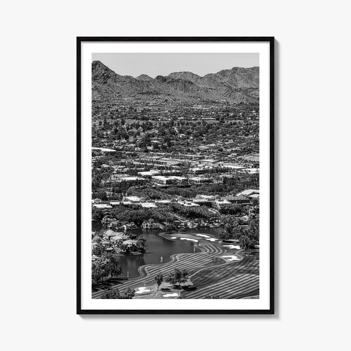 Scottsdale no. 1 black & white photo poster of Arizona, USA – vertical wall art, unframed print shown in interior mockup