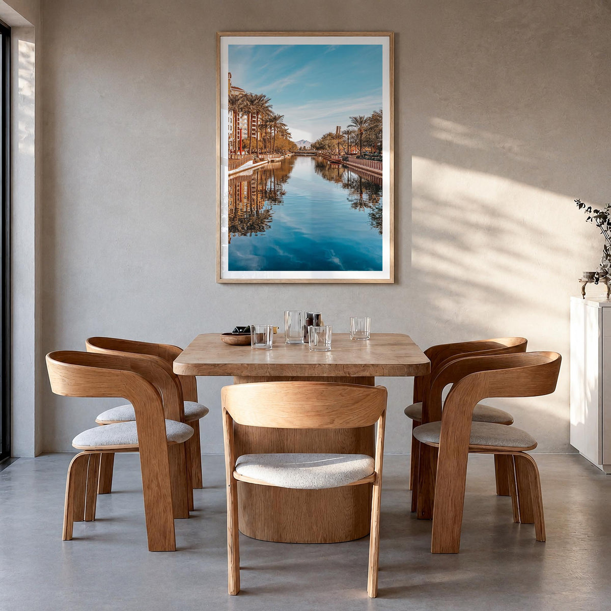 Scottsdale no. 1 colorful photo poster of Arizona, USA – vertical wall art in natural wood frame with white border, hanging o