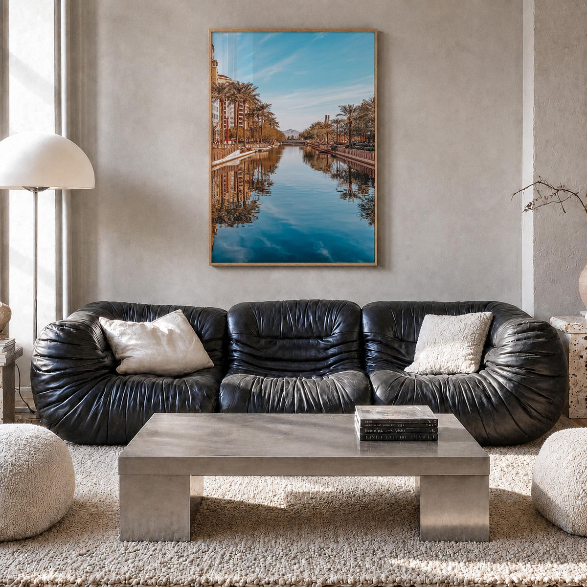 Scottsdale no. 1 colorful photo poster of Arizona, USA – vertical wall art in natural wood frame, hanging on wall