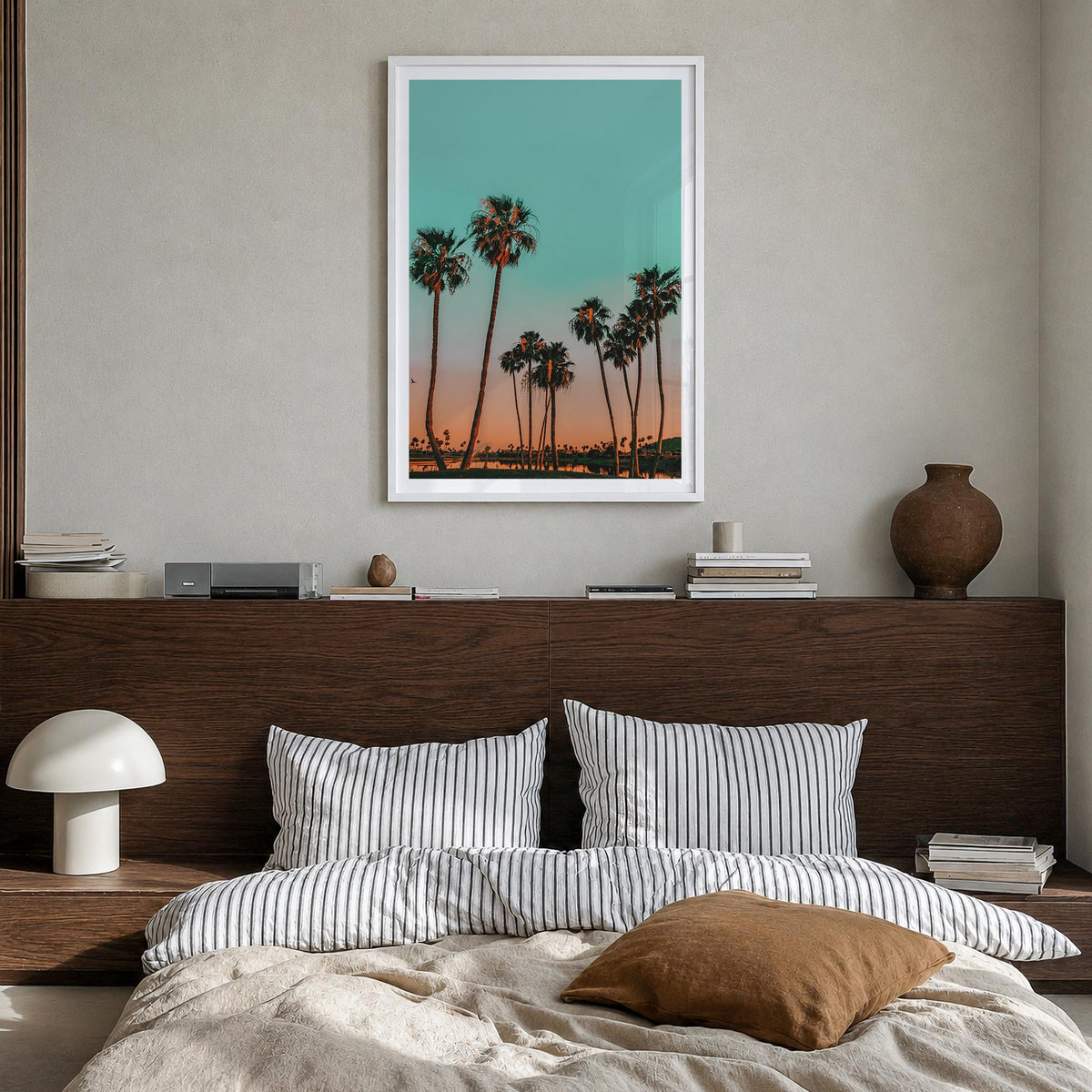 Scottsdale no. 2 colorful photo poster of Arizona, USA – vertical wall art in white wood frame with white border, hanging on