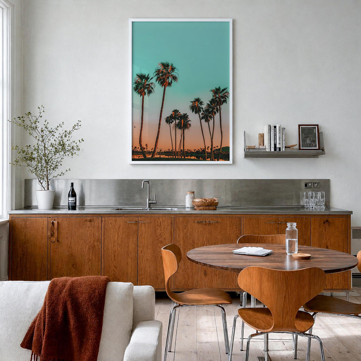 Scottsdale no. 2 colorful photo poster of Arizona, USA – vertical wall art in white wood frame, hanging on wall