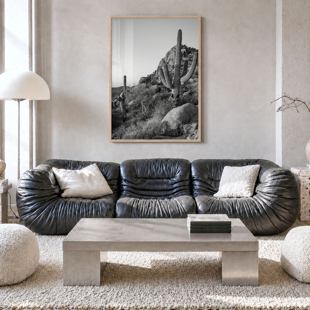 Scottsdale Photo No 2 Poster in a natural wood frame, hanging in a living room, full image (no border)