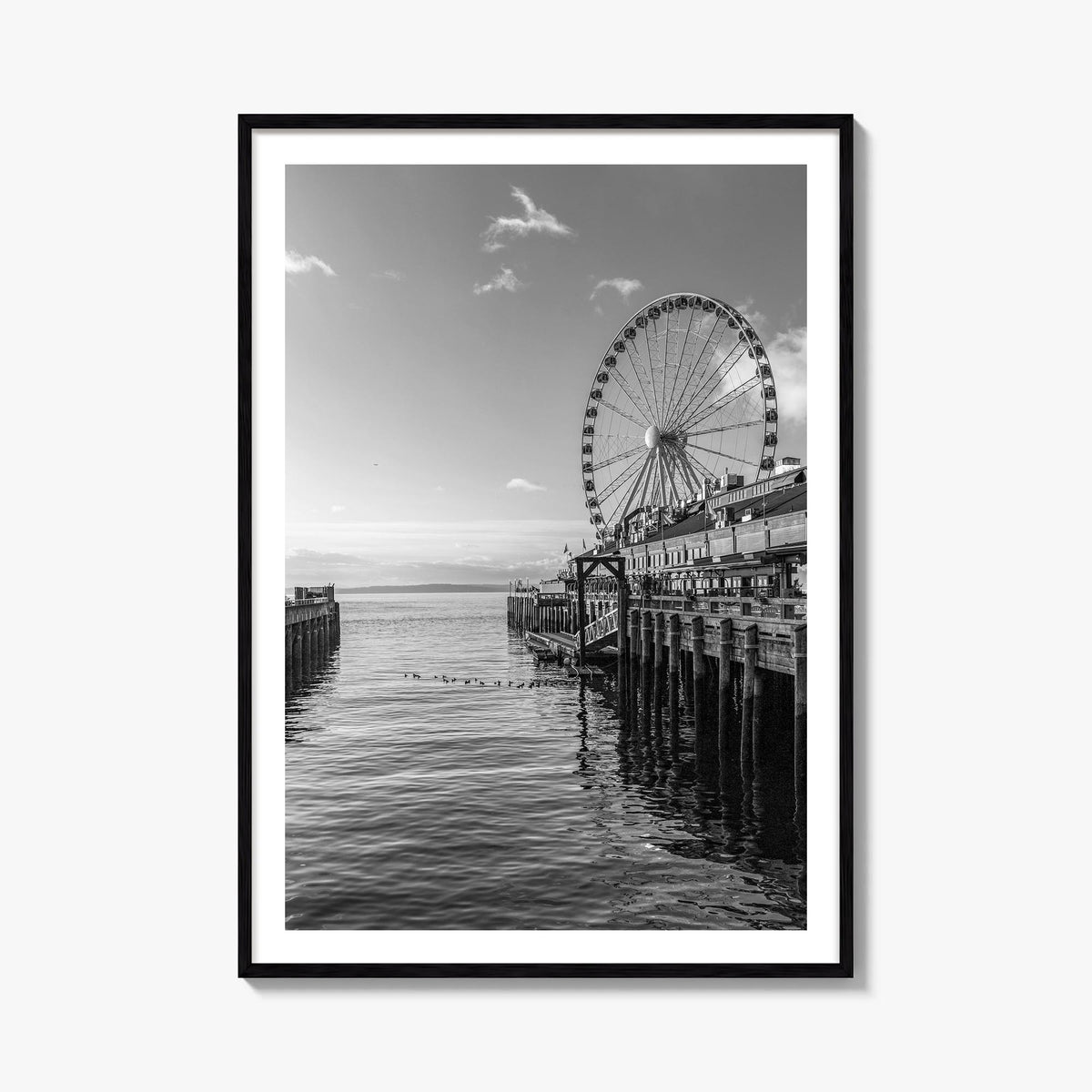 Seattle no. 4 black & white photo poster of Washington, USA – vertical wall art, unframed print shown in interior mockup