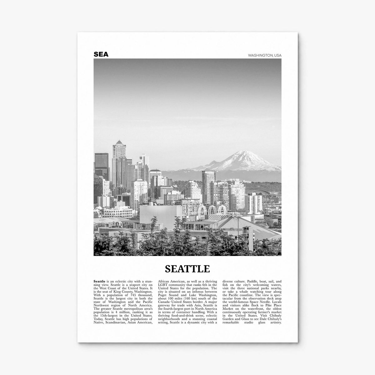 Seattle Newspaper No 1 Poster, print only (unframed)