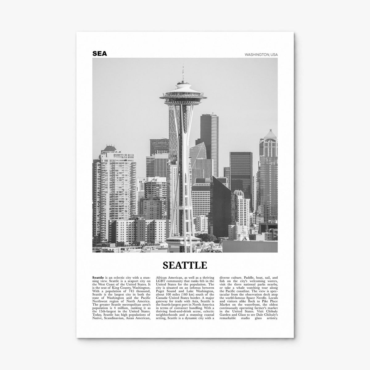 Seattle Newspaper No 2 Poster, print only (unframed)
