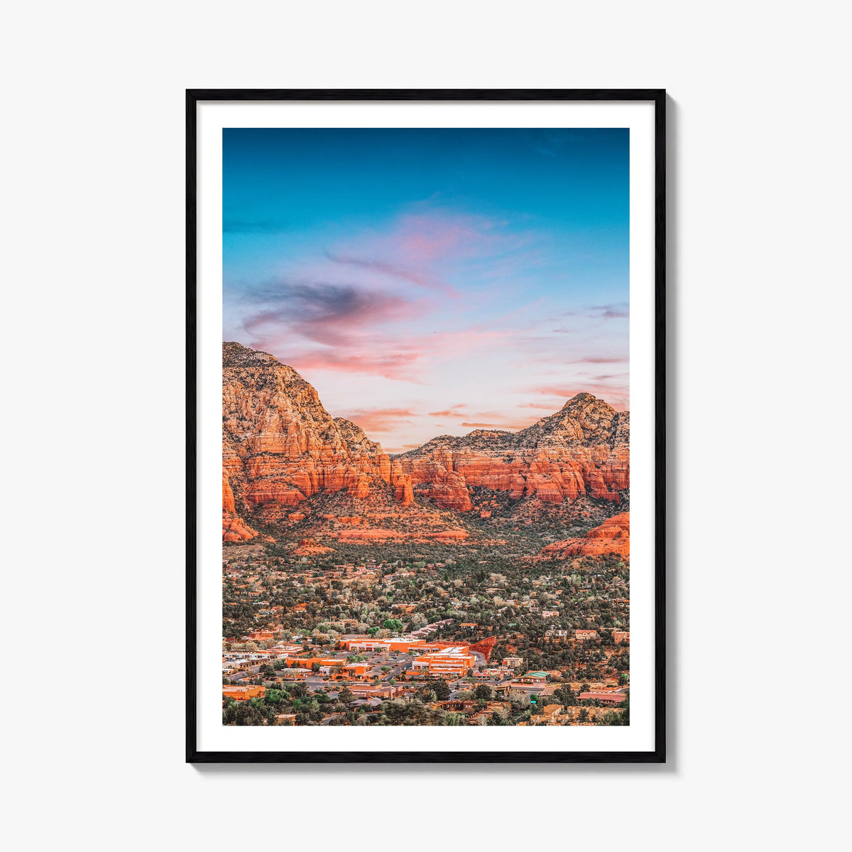 Sedona colorful photo poster of Arizona, USA – vertical wall art, unframed print shown in interior mockup