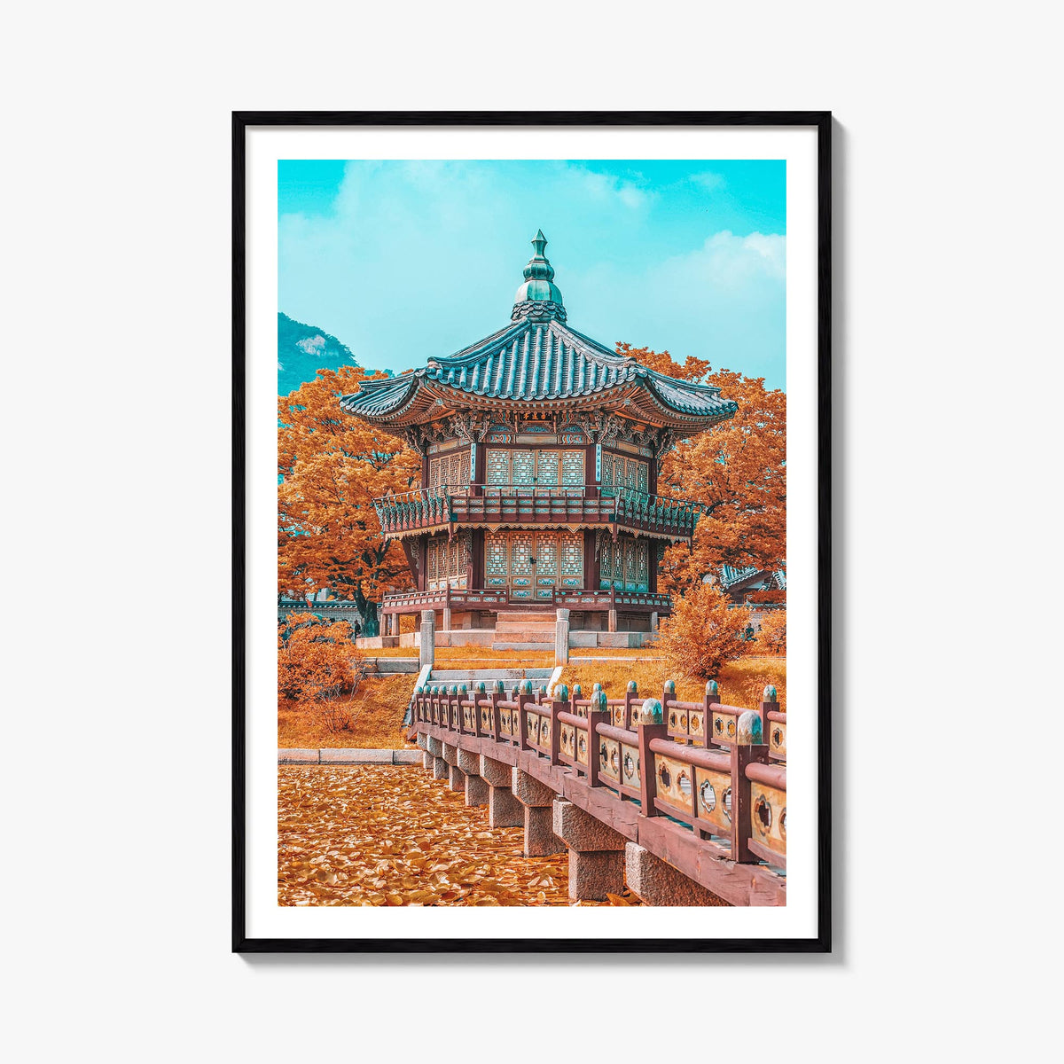 Seoul no. 2 colorful photo poster of South Korea – vertical wall art, unframed print shown in interior mockup