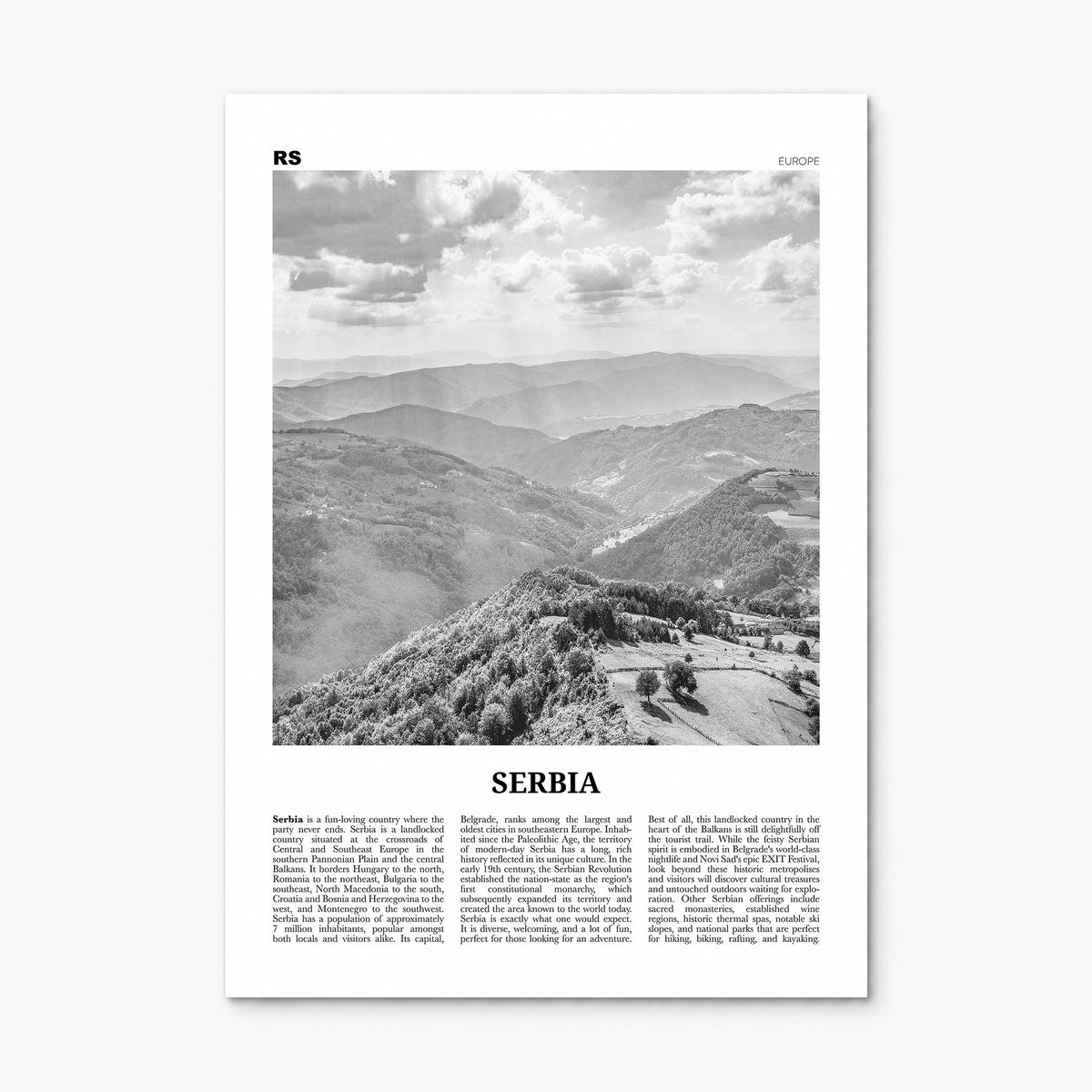Serbia Newspaper Poster, print only (unframed)