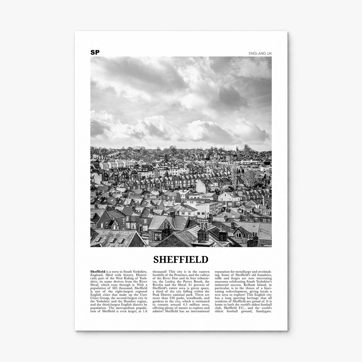 Sheffield Newspaper Poster, print only (unframed)