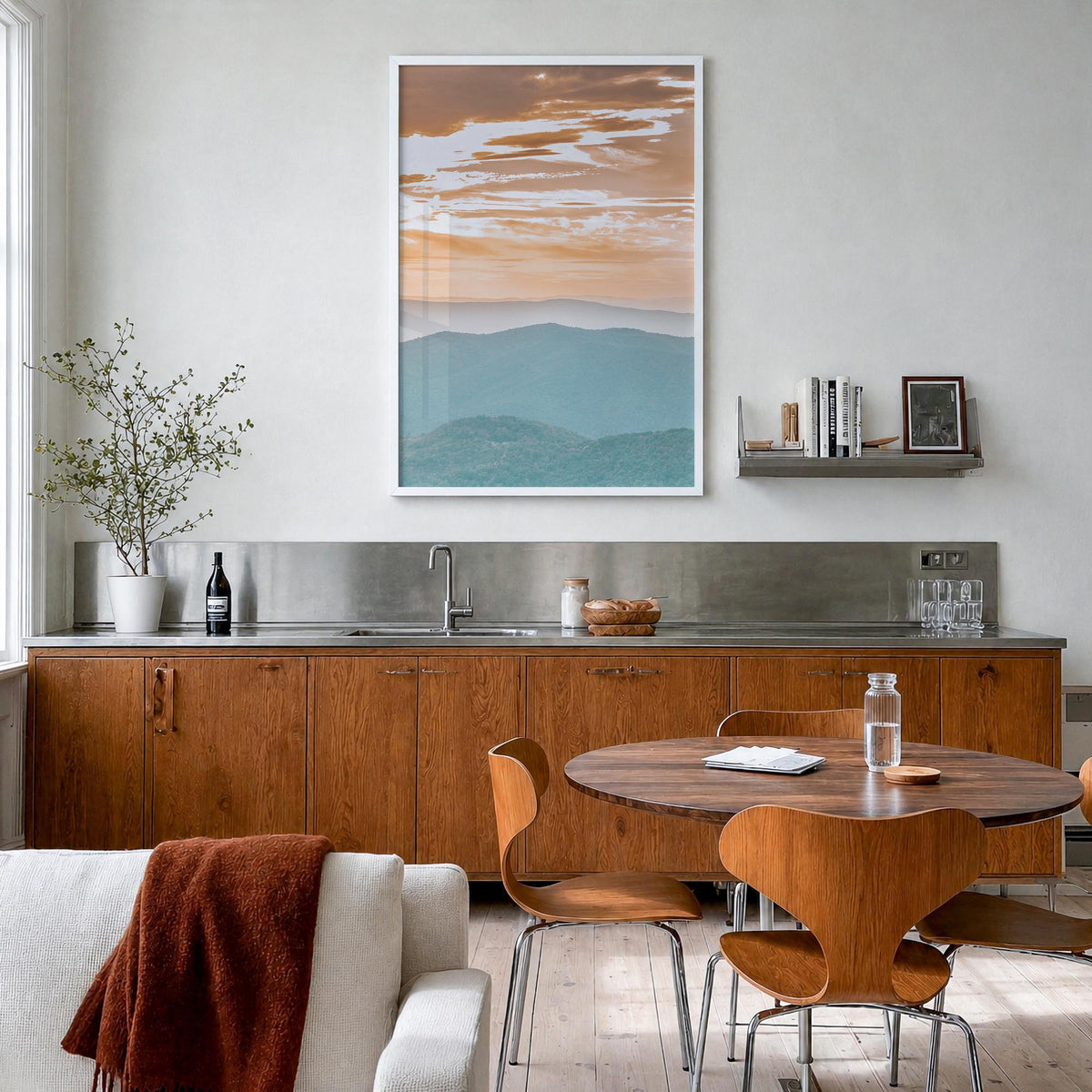Shenandoah colorful photo poster of Virginia, USA – vertical wall art in white wood frame, hanging on wall