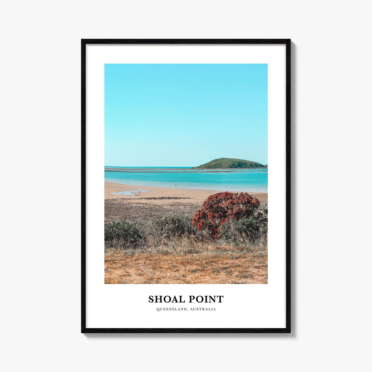 Shoal Point colorful classic poster of Australia – vertical wall art, unframed print shown in interior mockup