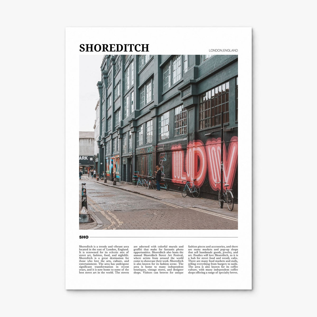 Shoreditch Travel Poster, print only (unframed)