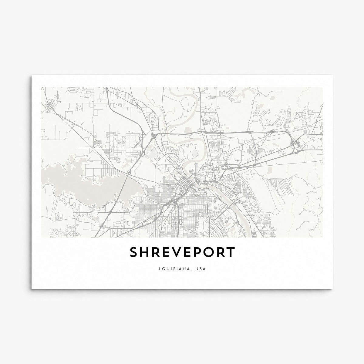 Shreveport Map Poster, print only (unframed)