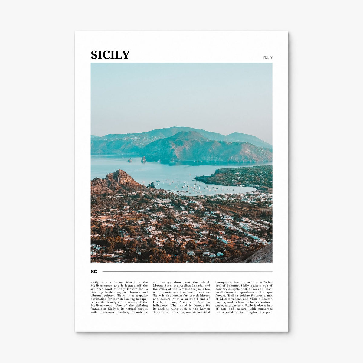 Sicily Travel Poster, print only (unframed)