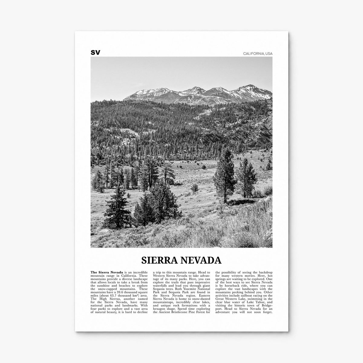 Sierra Nevada Newspaper Poster, print only (unframed)