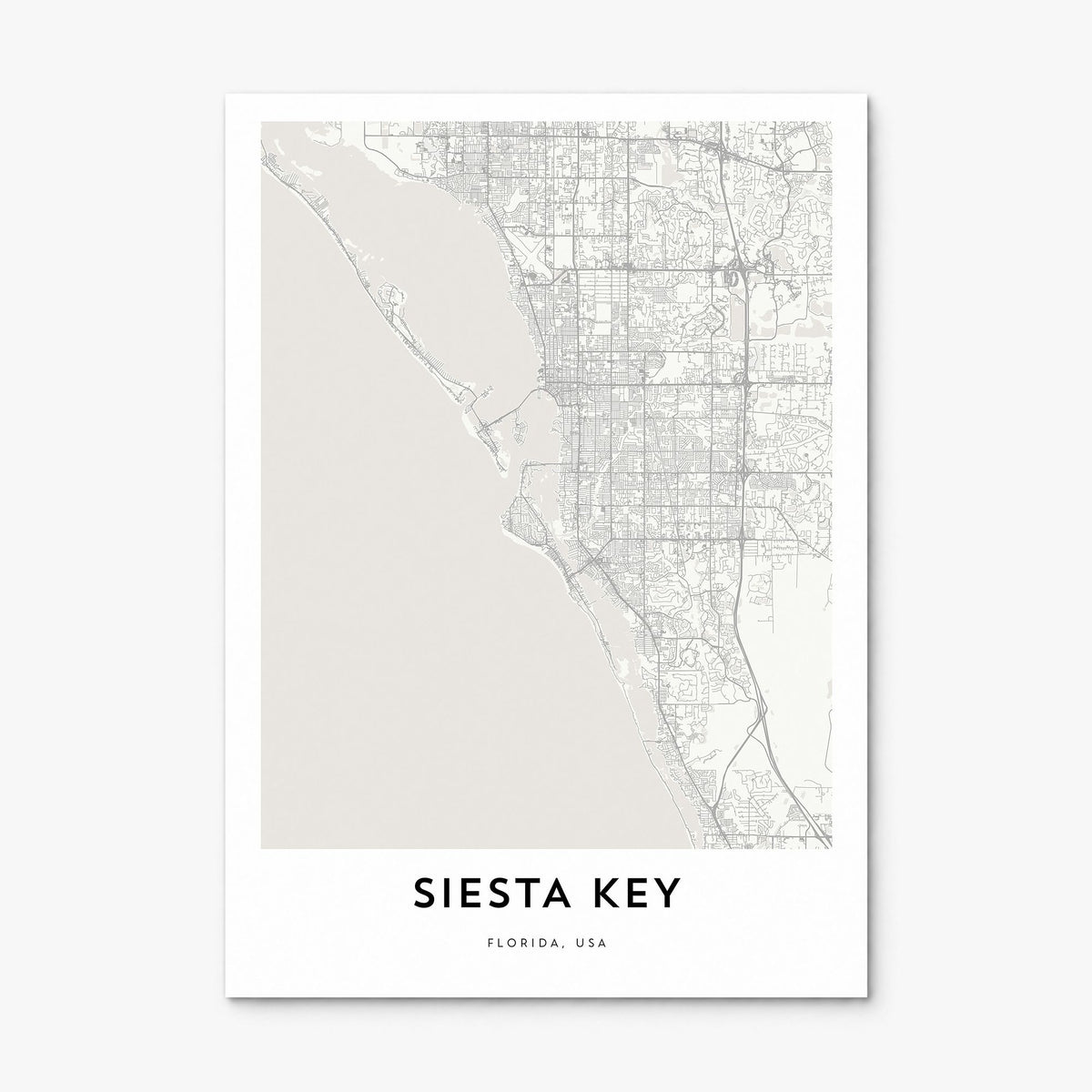 Siesta Key Map Poster, print only (unframed)