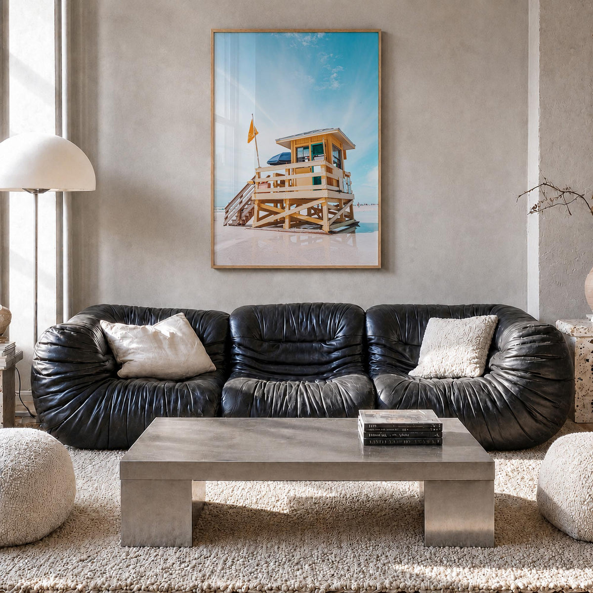 Siesta Key no. 1 colorful photo poster of Florida, USA – vertical wall art in natural wood frame, hanging on wall