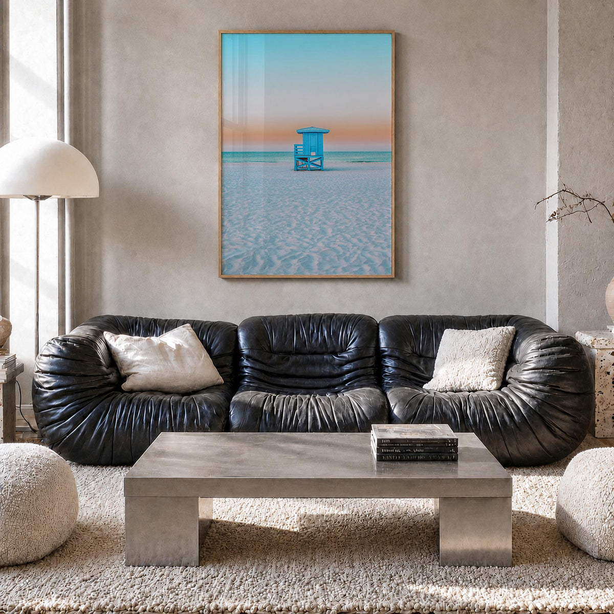 Siesta Key no. 2 colorful photo poster of Florida, USA – vertical wall art in natural wood frame, hanging on wall