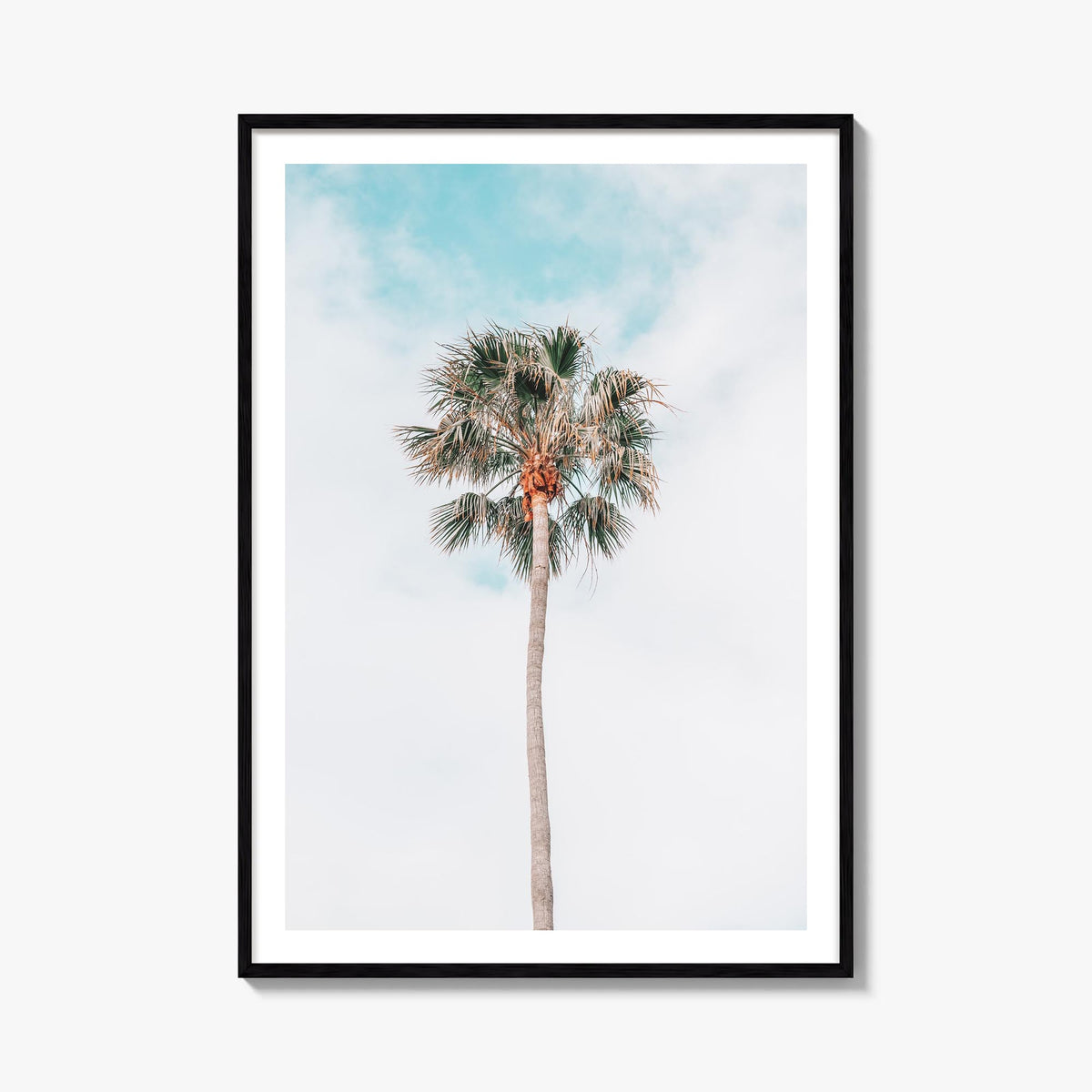 Single Palm Tree colorful photo poster – vertical wall art, unframed print shown in interior mockup
