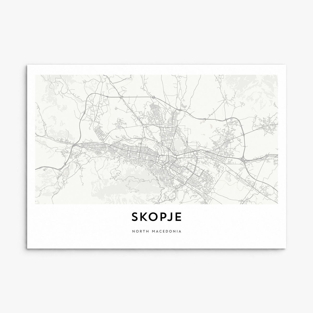 Skopje Map Poster, print only (unframed)