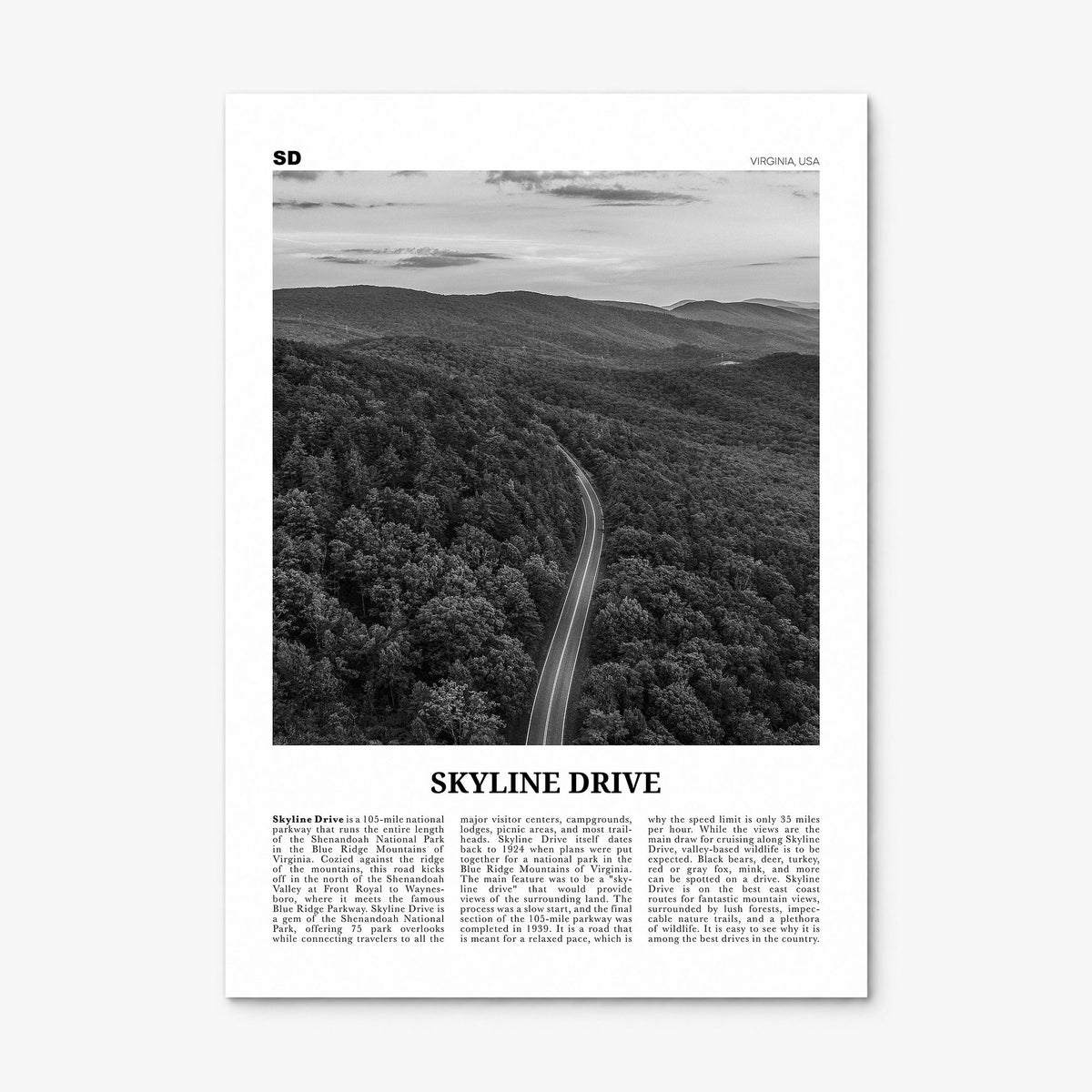 Skyline Drive Newspaper Poster, print only (unframed)