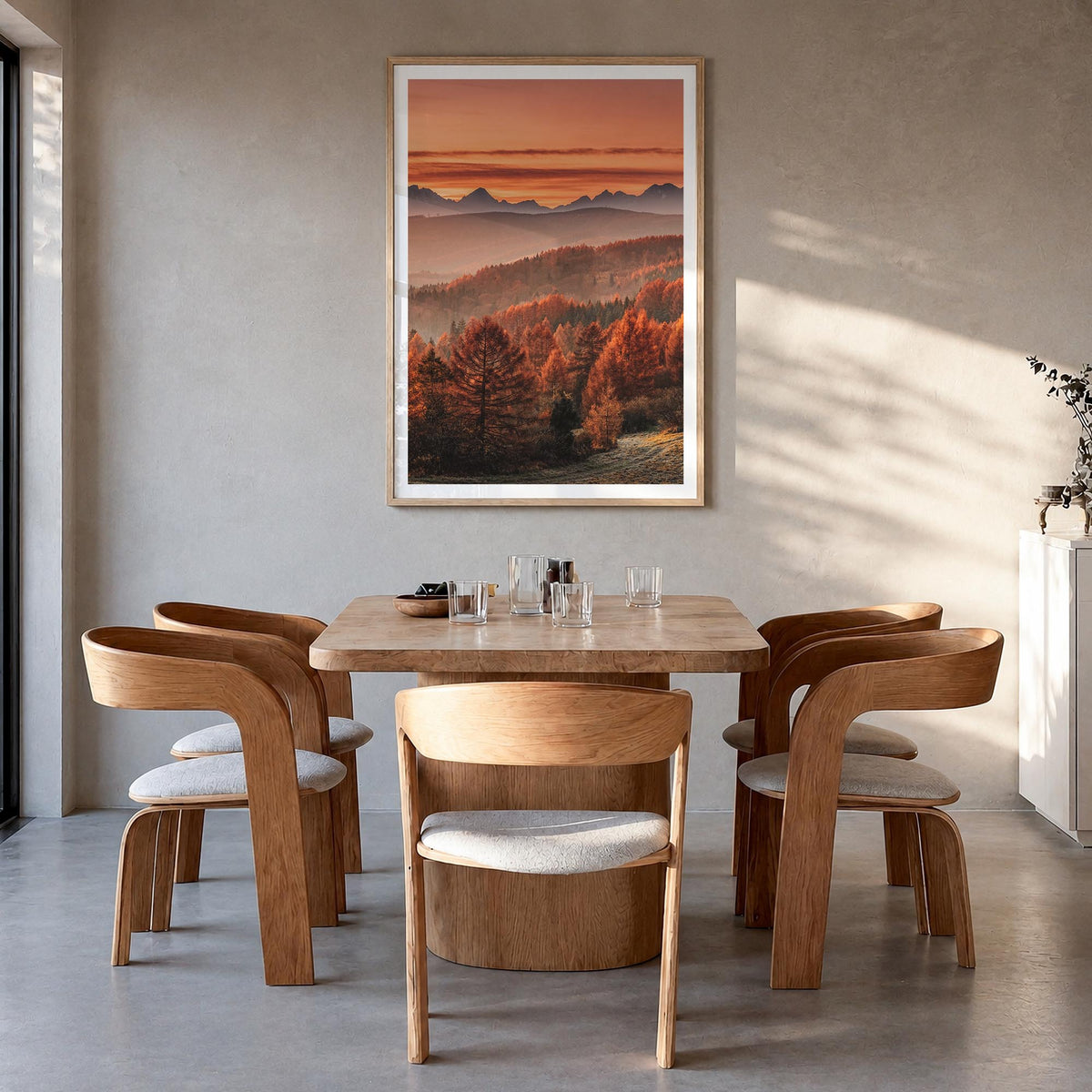 Slovakia colorful photo poster of Europe – vertical wall art in natural wood frame with white border, hanging on wall