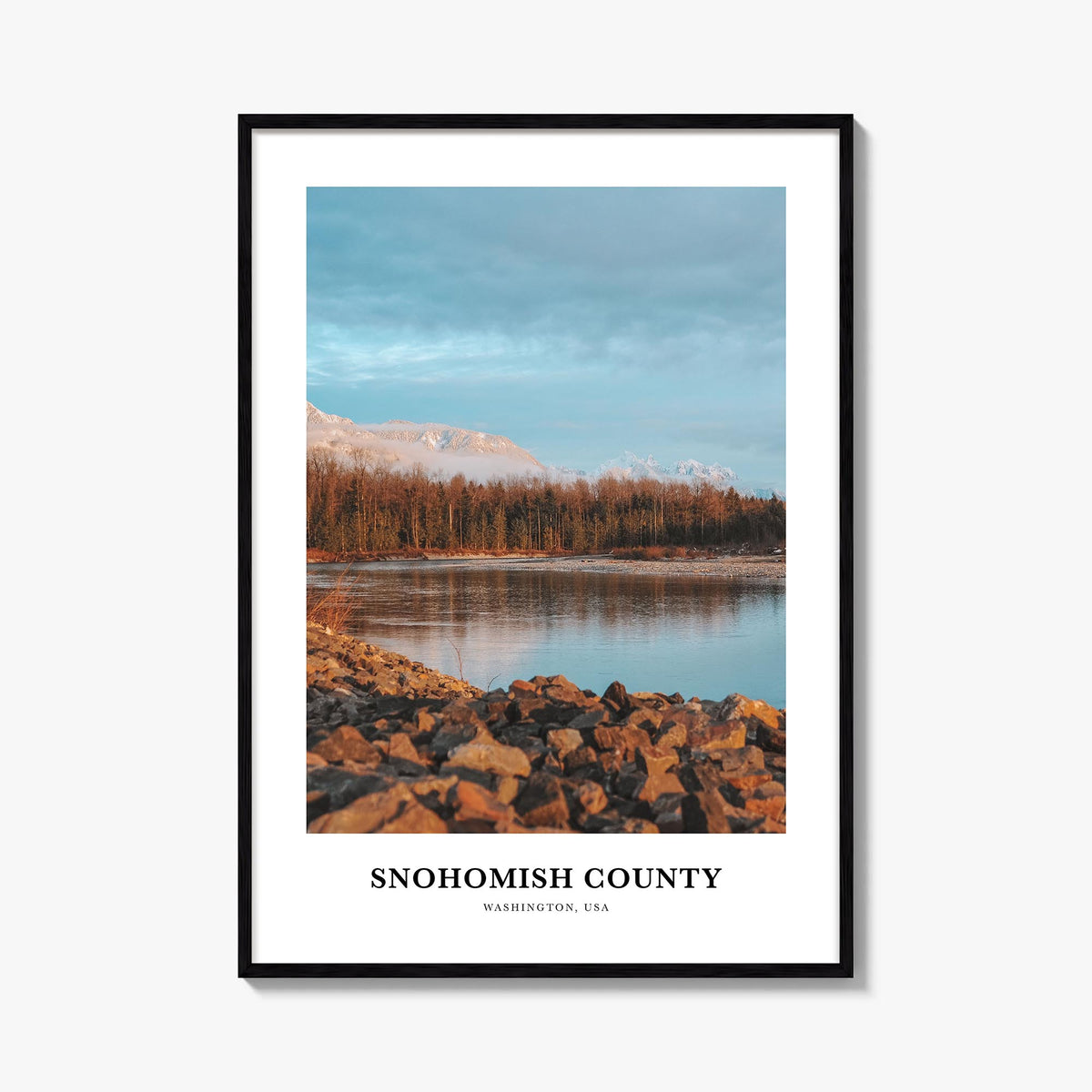 Snohomish County colorful classic poster of Washington, USA – vertical wall art, unframed print shown in interior mockup