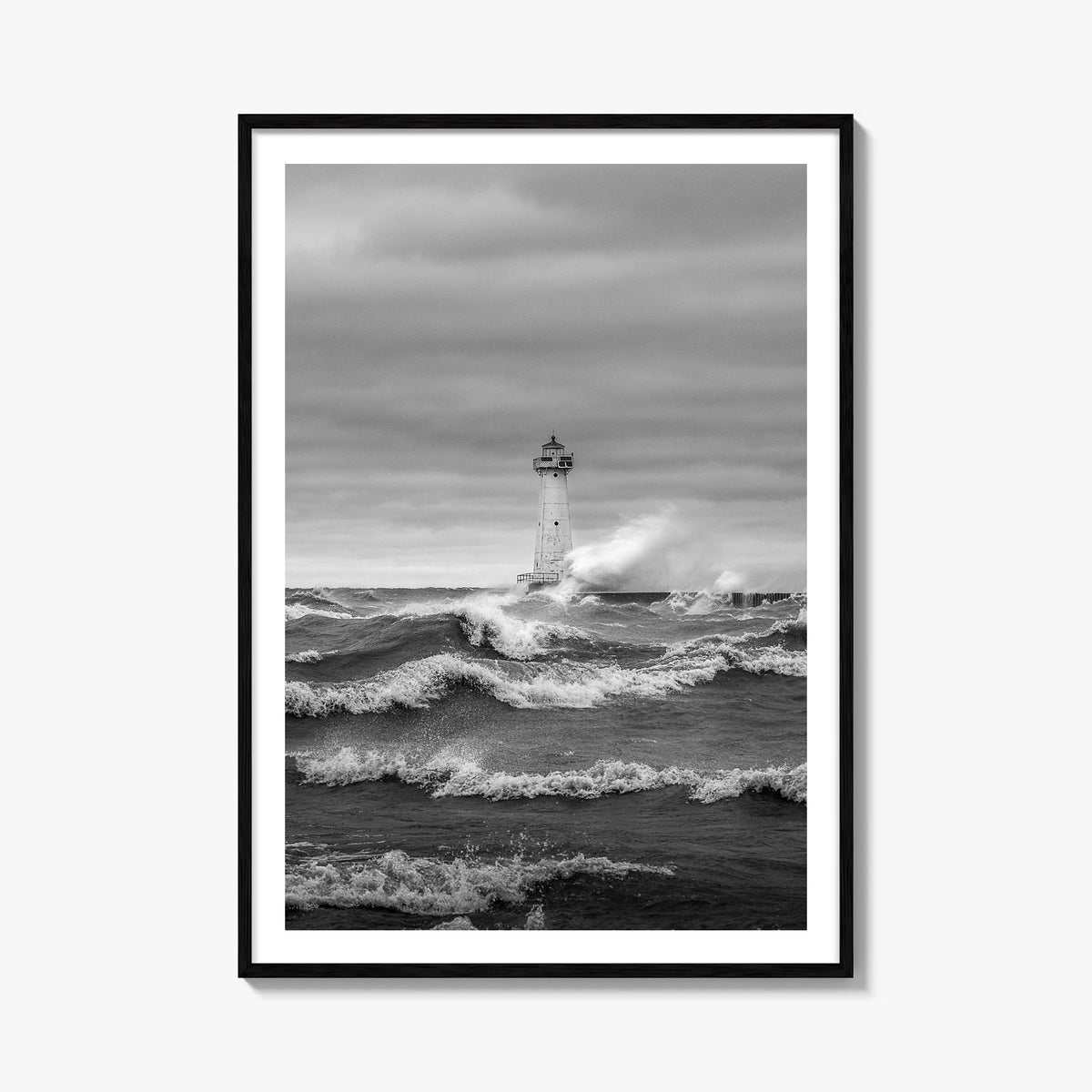 Sodus Point black & white photo poster of New York, USA – vertical wall art, unframed print shown in interior mockup
