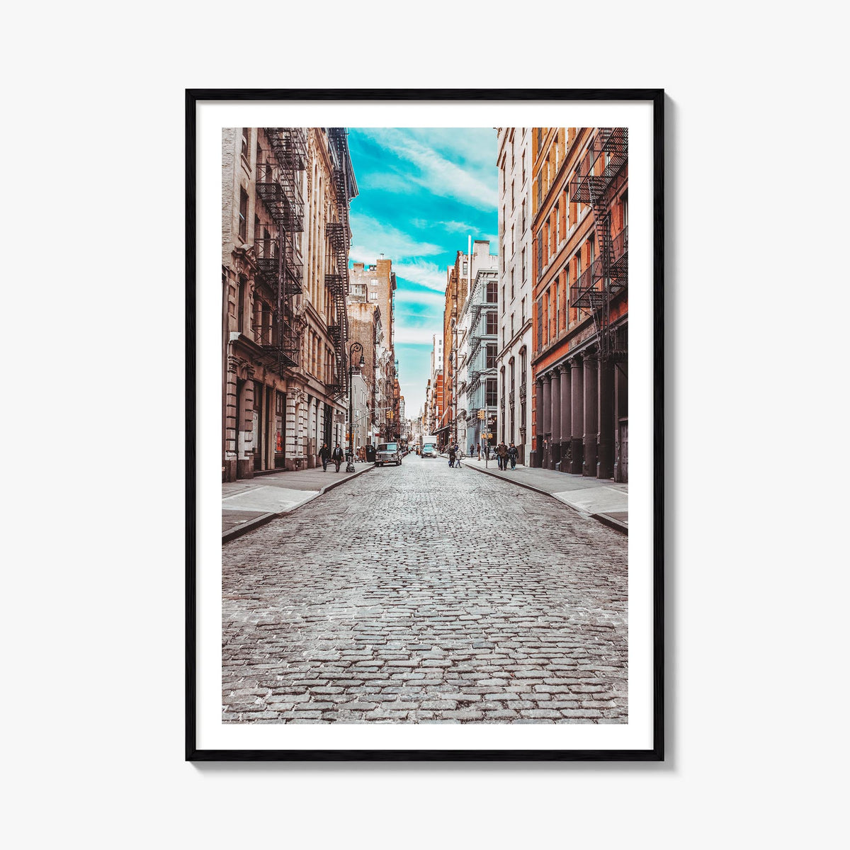 SoHo, New York City no. 3 colorful photo poster of New York, USA – vertical wall art, unframed print shown in interior mockup