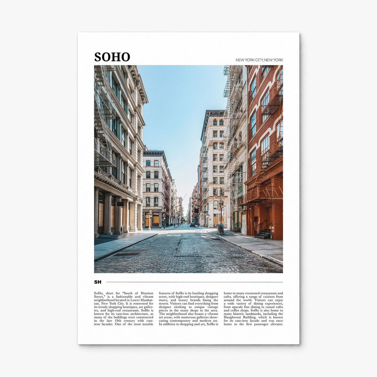 SoHo, New York City Travel Poster, print only (unframed)