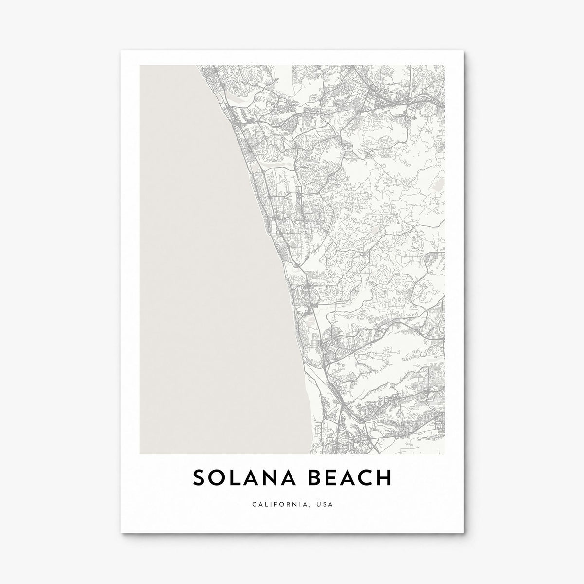 Solana Beach Map Poster, print only (unframed)