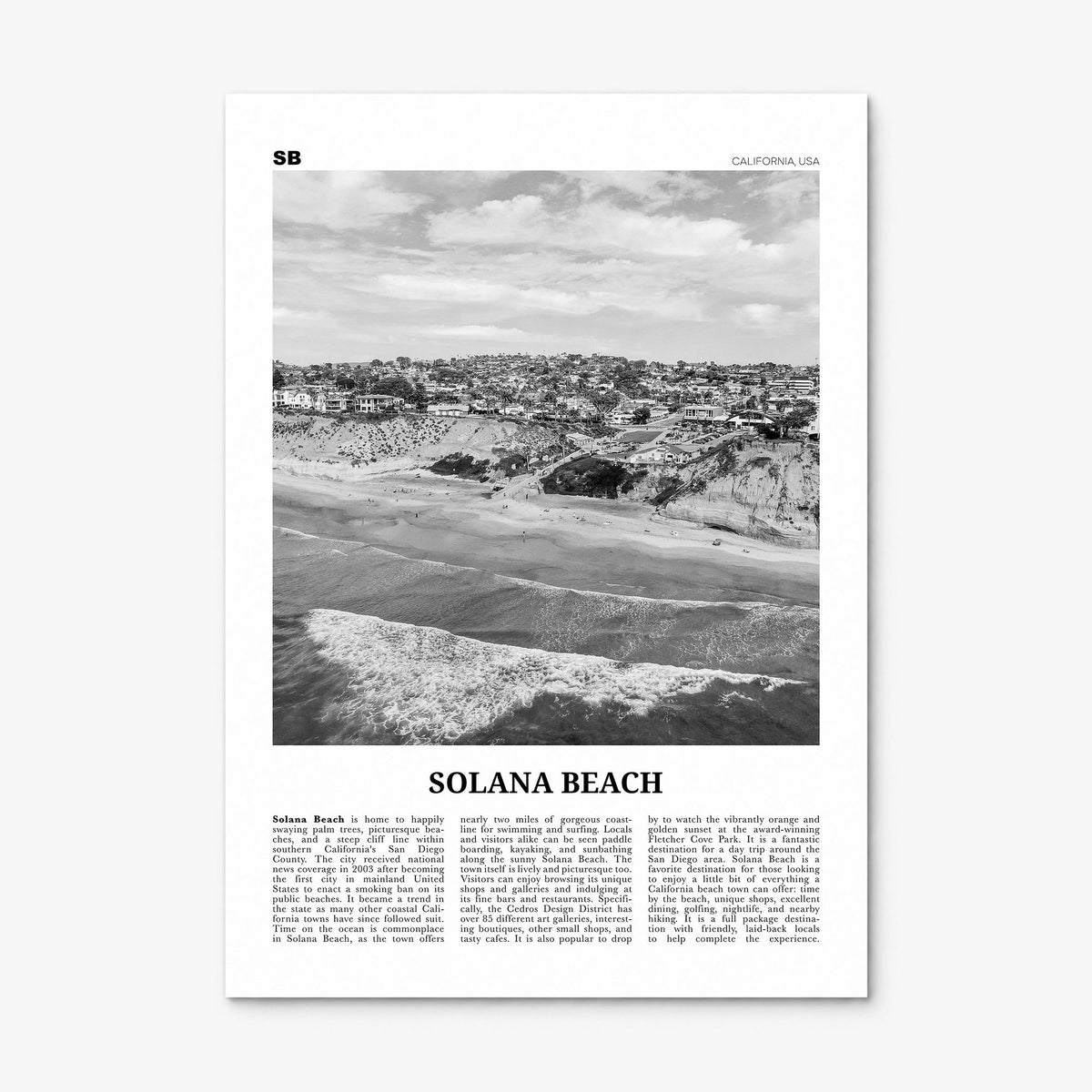 Solana Beach Newspaper Poster, print only (unframed)