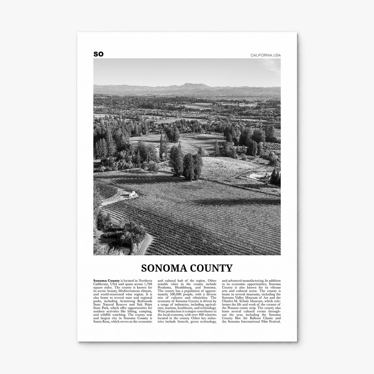 Sonoma County Newspaper Poster, print only (unframed)